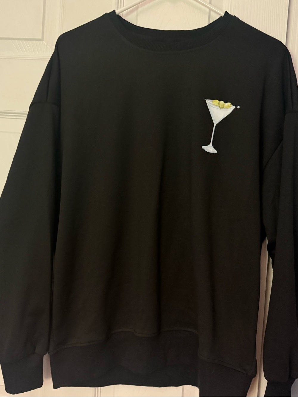 Black Sweatshirt with Martini Glass Embroidery
